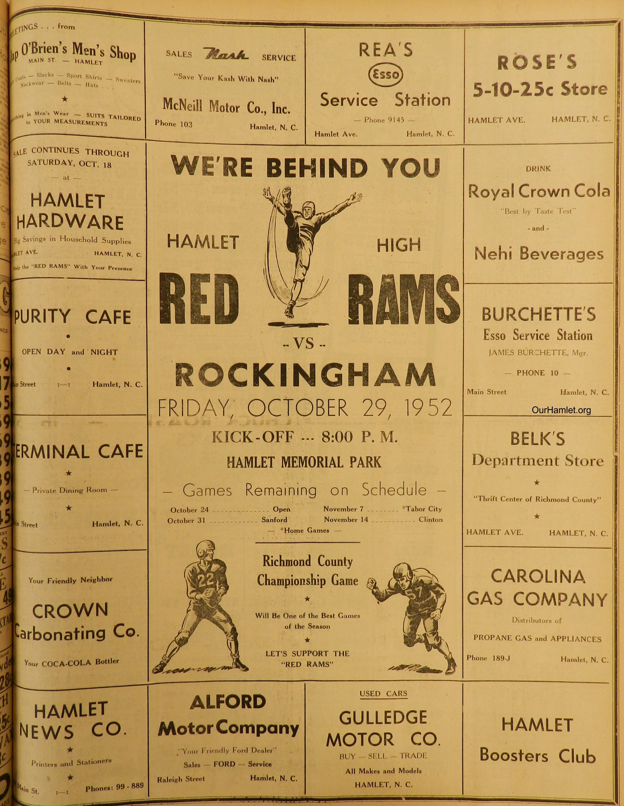 1952 HHS Football ad OH.jpg
