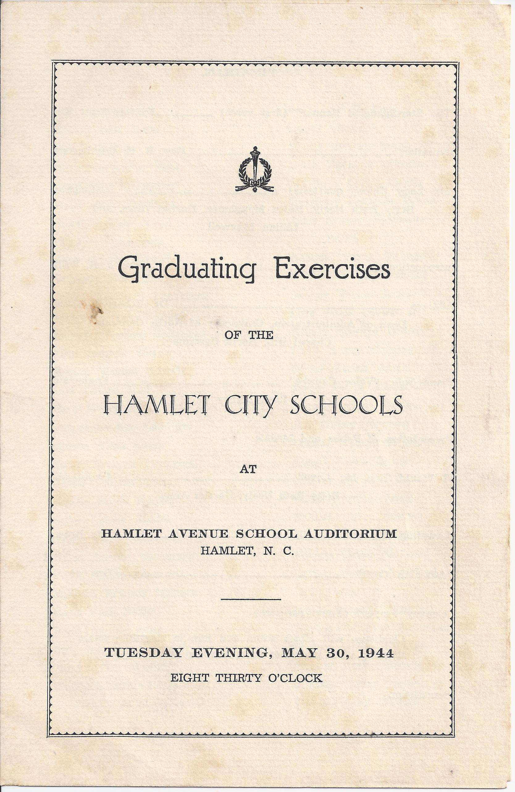 1944-5-30 Hamlet High Commencement p1.jpg