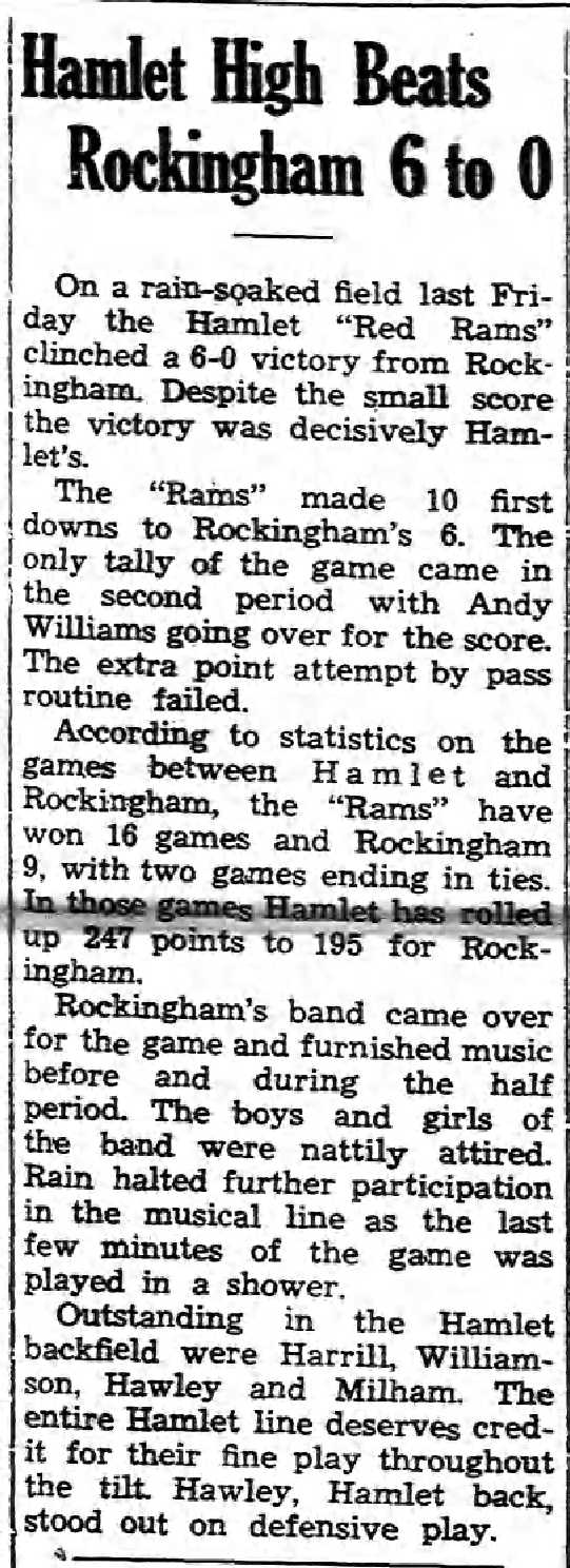 1946 Oct 31 Hamlet beats Rockingham football.jpg
