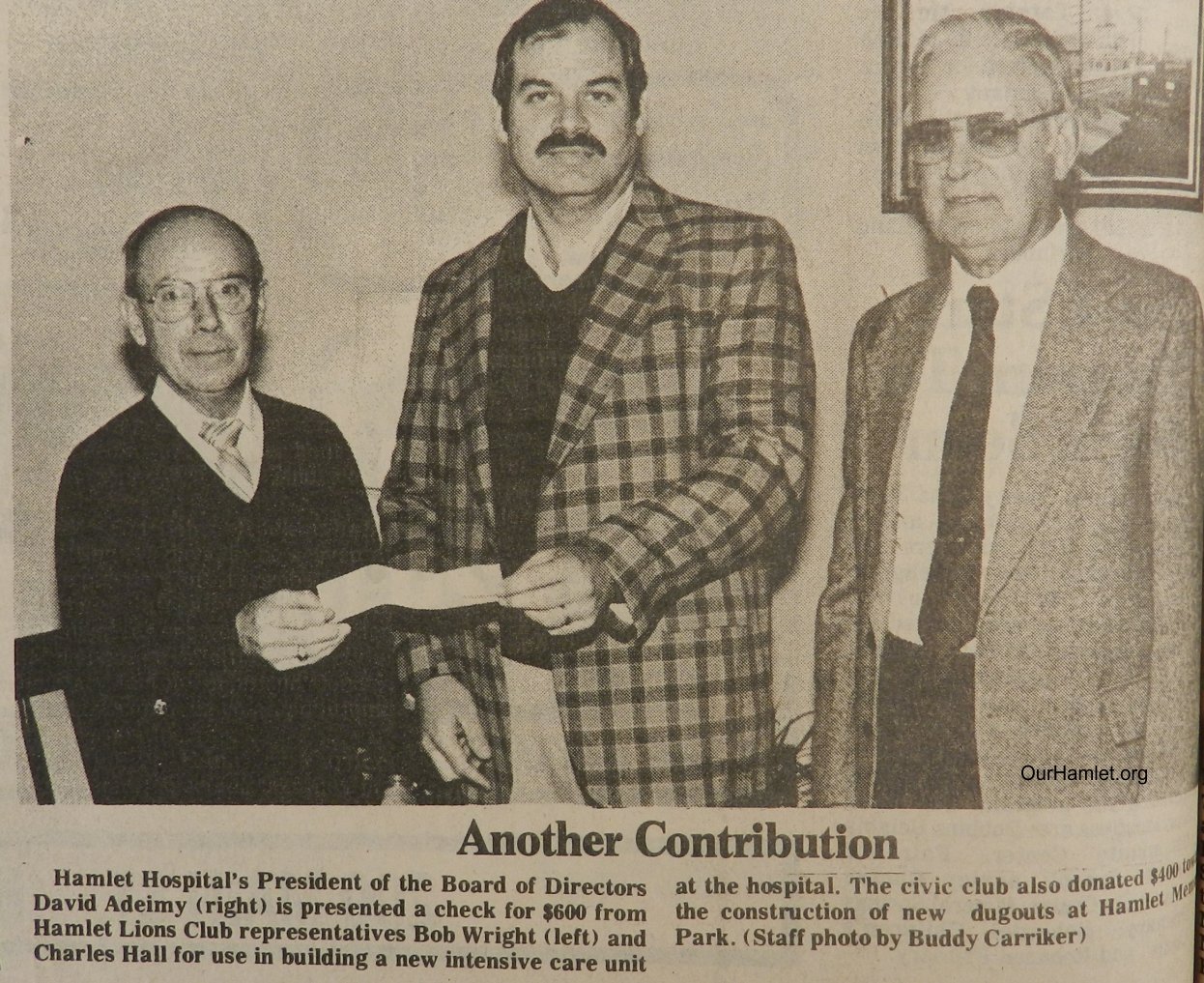 1985 Hospital donation Lions Club OH.jpg