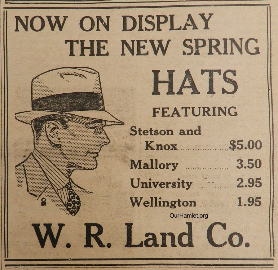1933 W R Land Hats OH.jpg