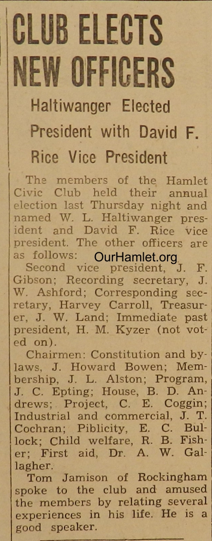 1943 Hamlet Civic Club officers OH.jpg