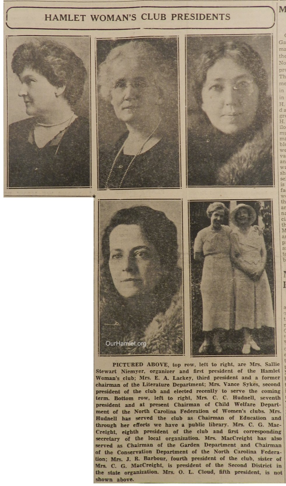 1936 Hamlet Womans Club Presidents OH.jpg