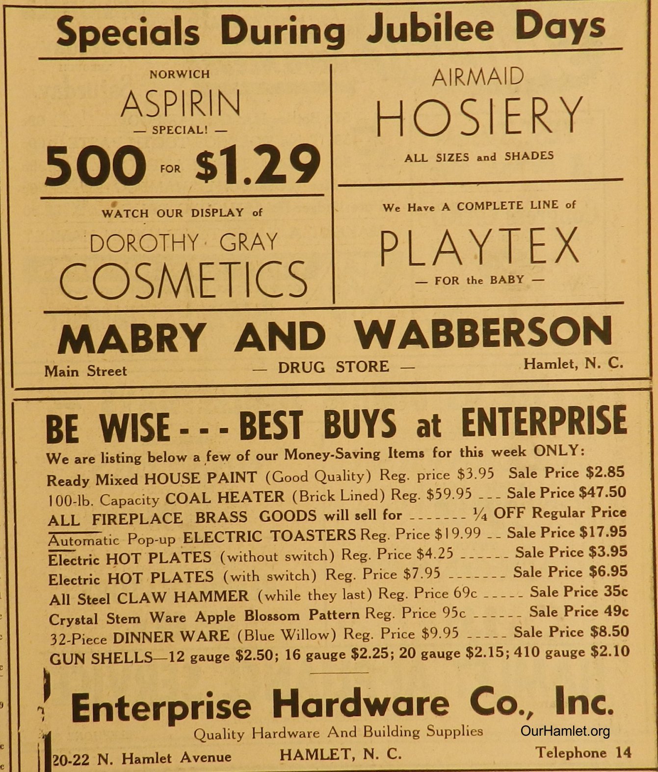 1952 Hamlet ads 2 OH.jpg