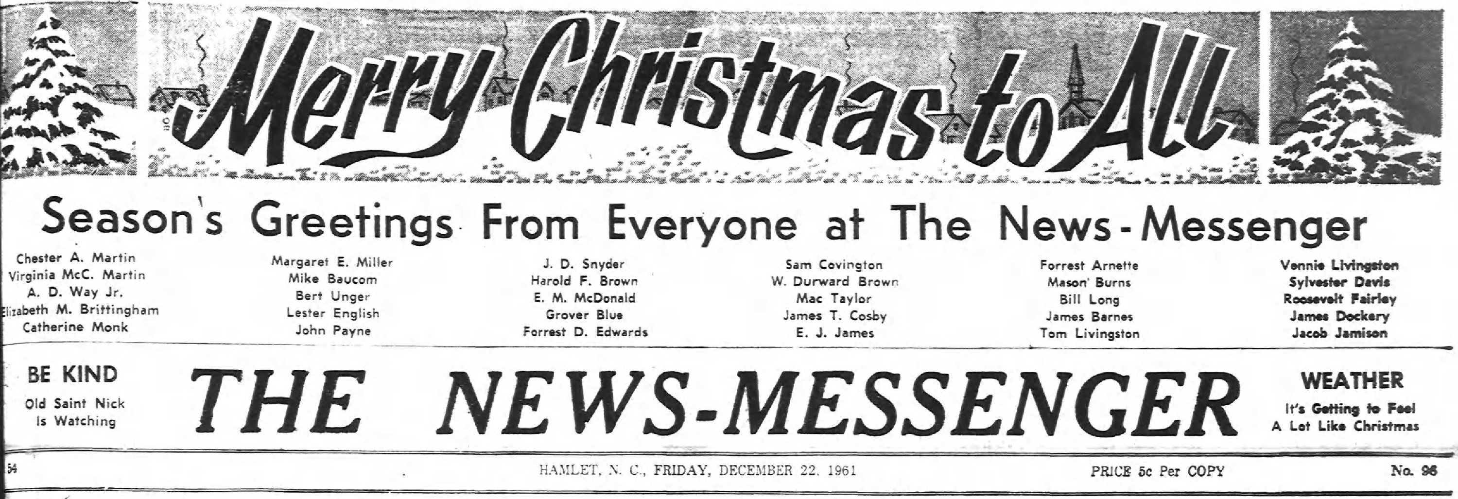 1961 Merry Christmas from the Hamlet News Messenger.jpg