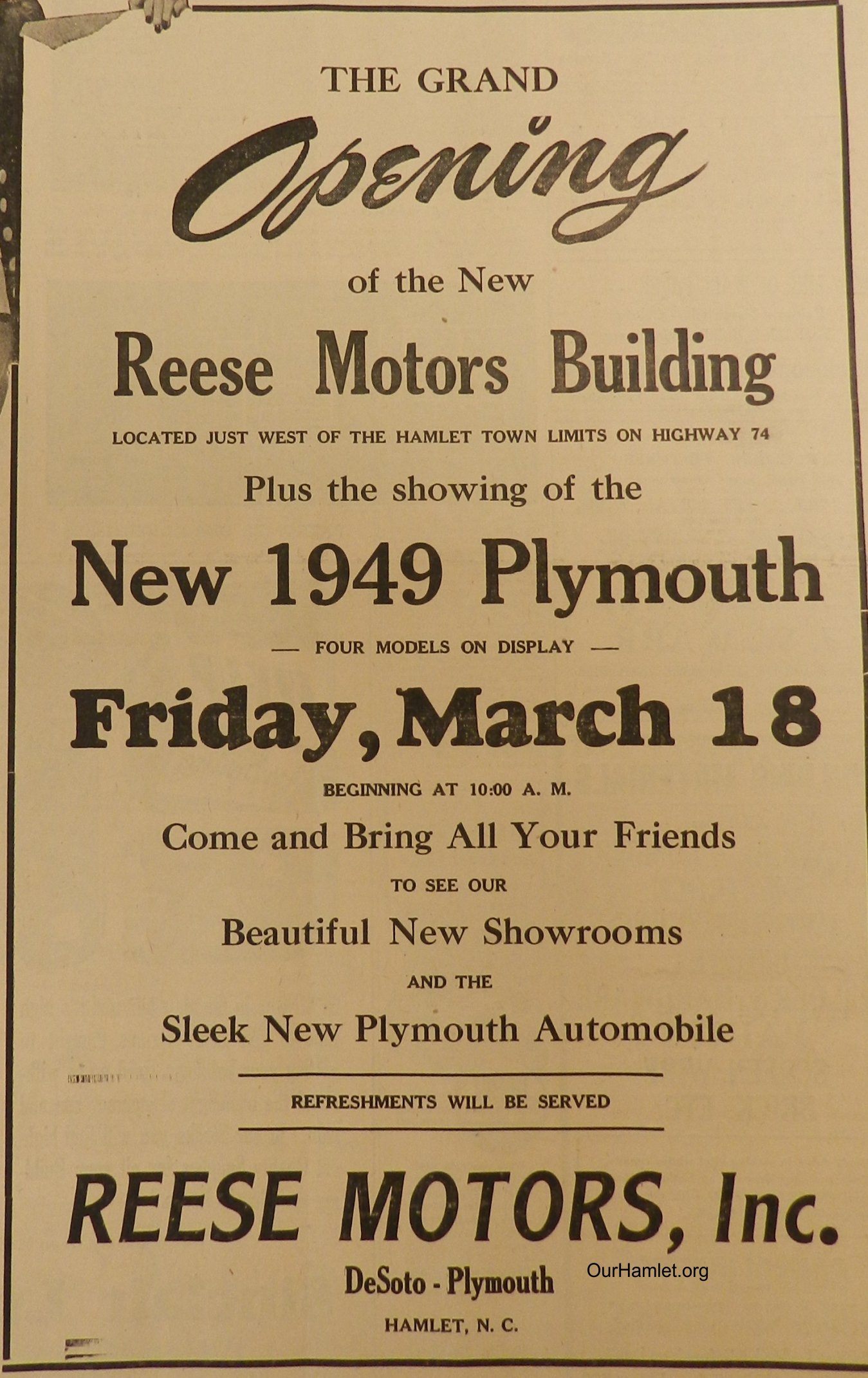 1949 Reese Motors opening OH.jpg