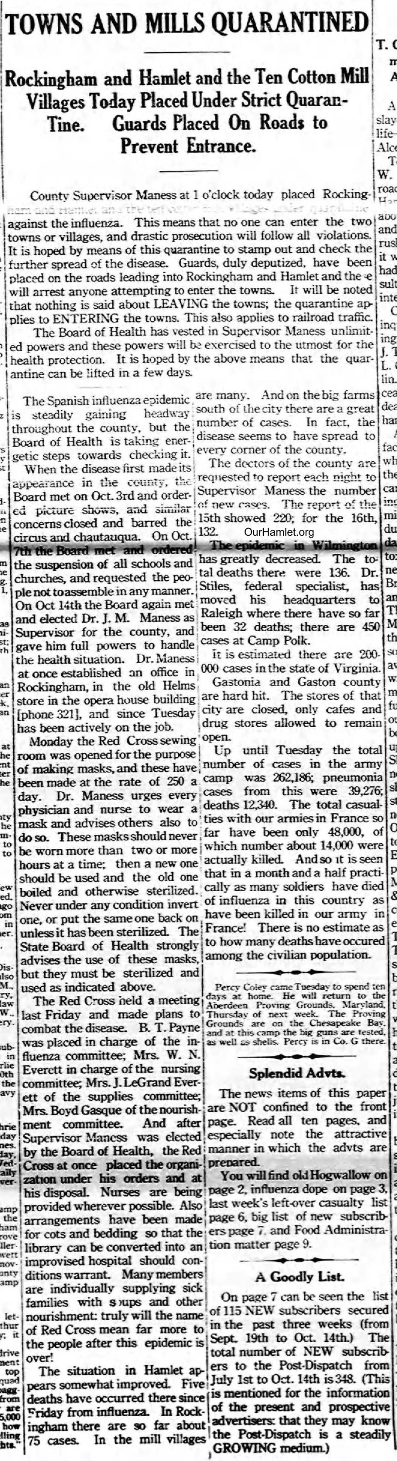 Rockingham NC Post Dispatch October 17, 1918 OH.jpg