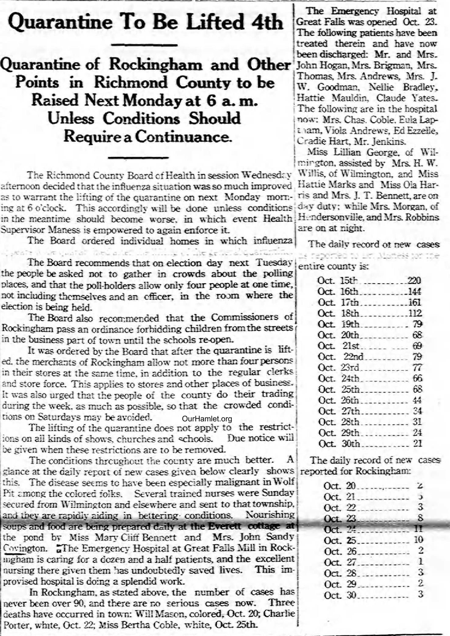 Rockingham NC Post Dispatch October 31, 1918 OH.jpg