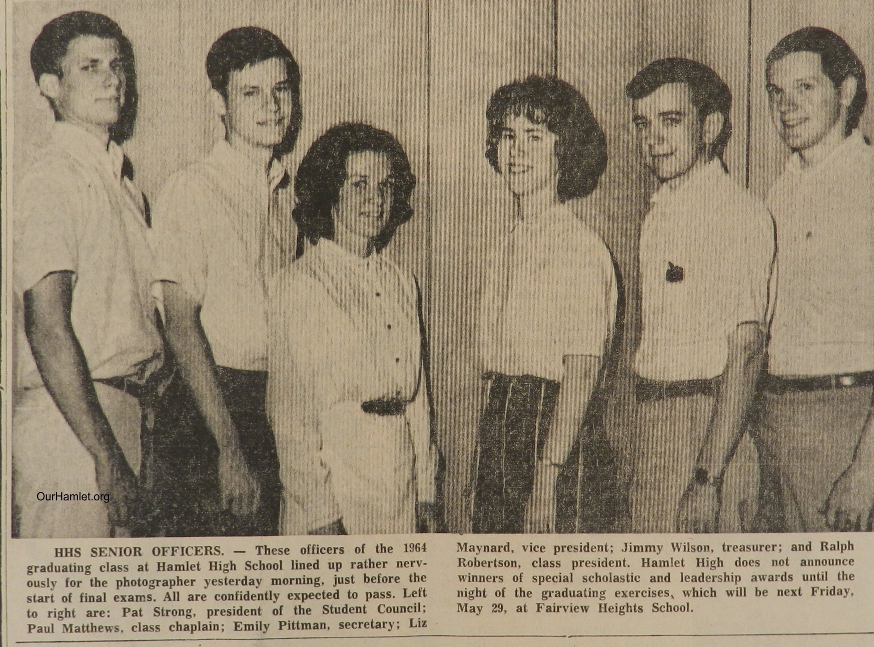 1964 HHS senior officers 1965 OH.jpg