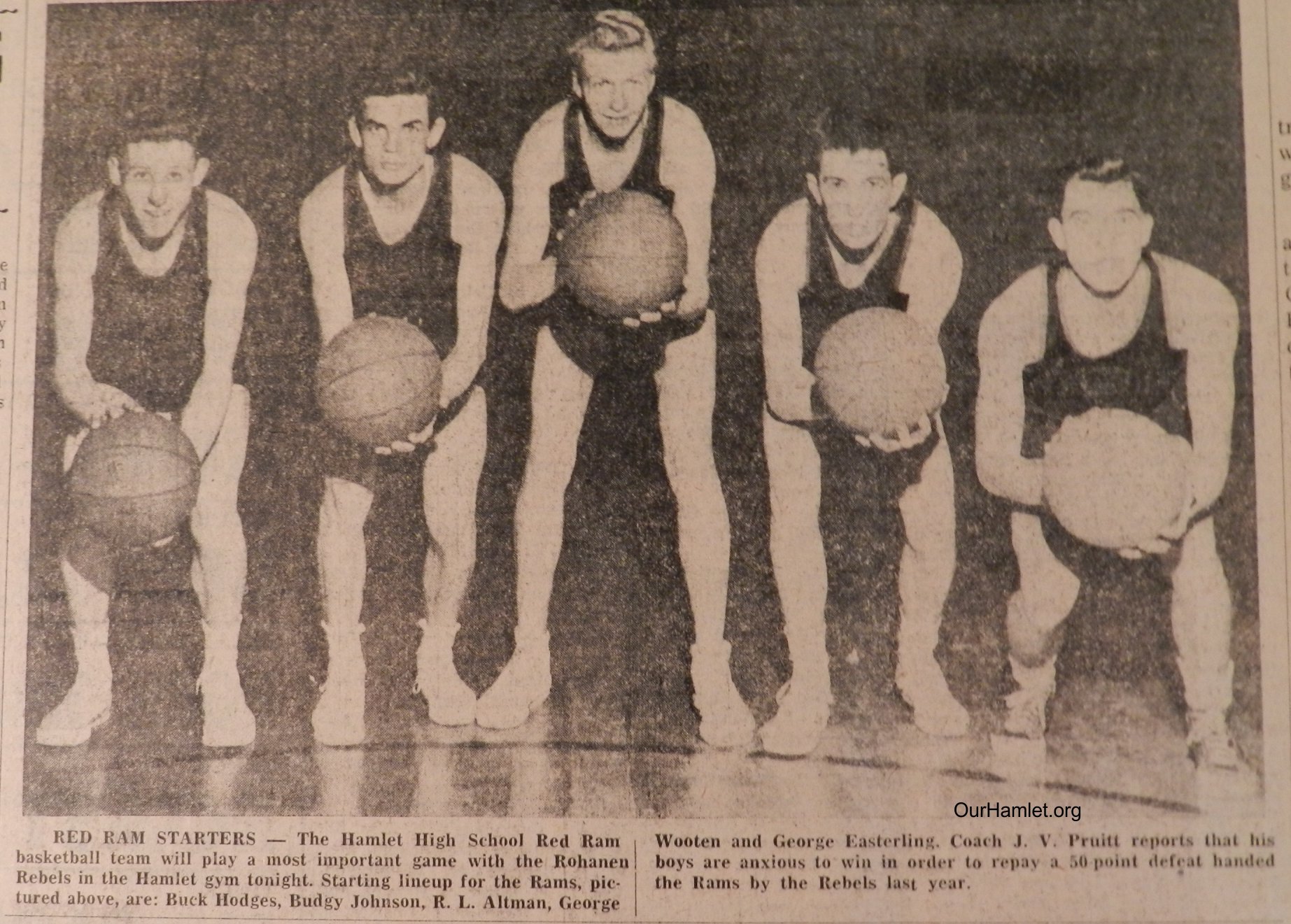 1958 HHS basketball starters OH.jpg