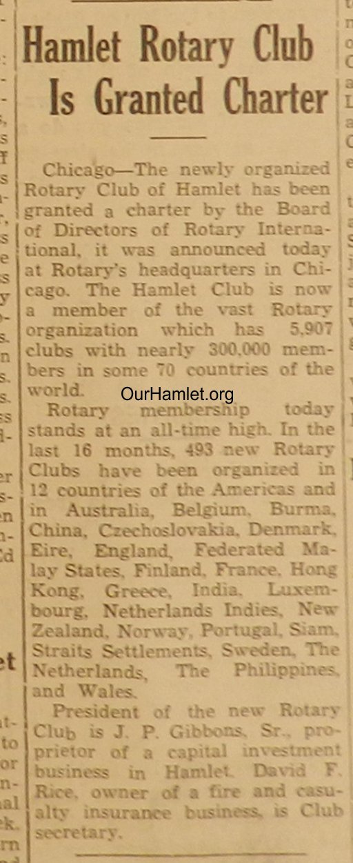 1946 Hamlet Rotary Charter OH.jpg