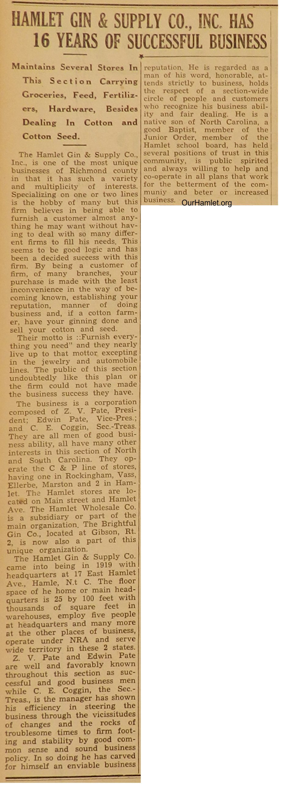 1935 Hamlet Gin history OH.jpg