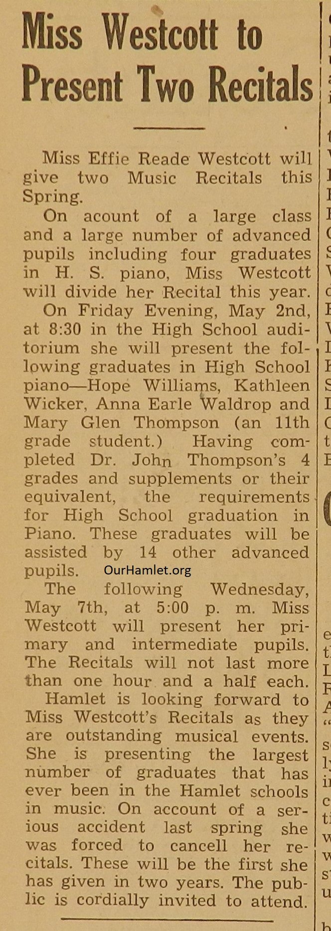 1941 Westcott recitals OH.jpg