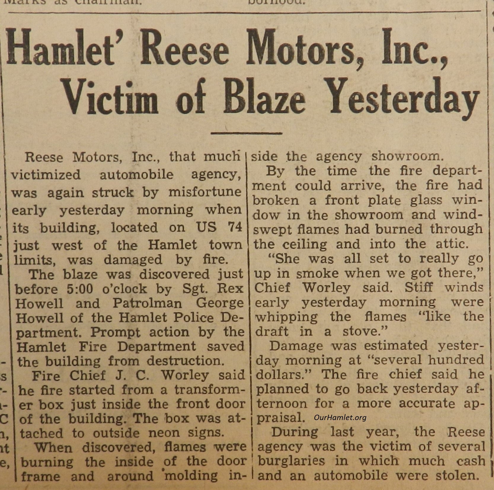 1951 Reese Motors fire OH.jpg