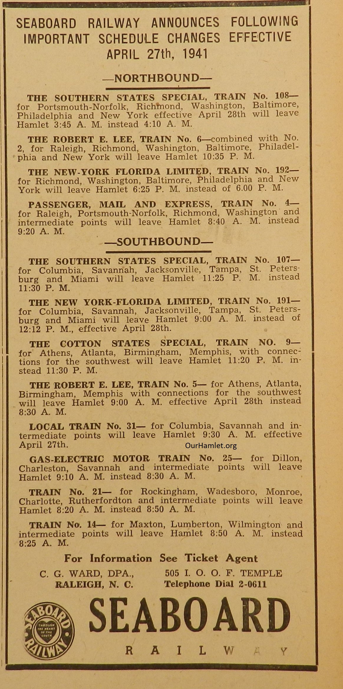 1941 Seaboard Schedule changes 2 OH.jpg